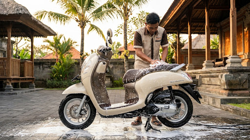 Washing Your Rental Scooter: Local "Cuci Motor" Wash Stations (15,000 IDR)